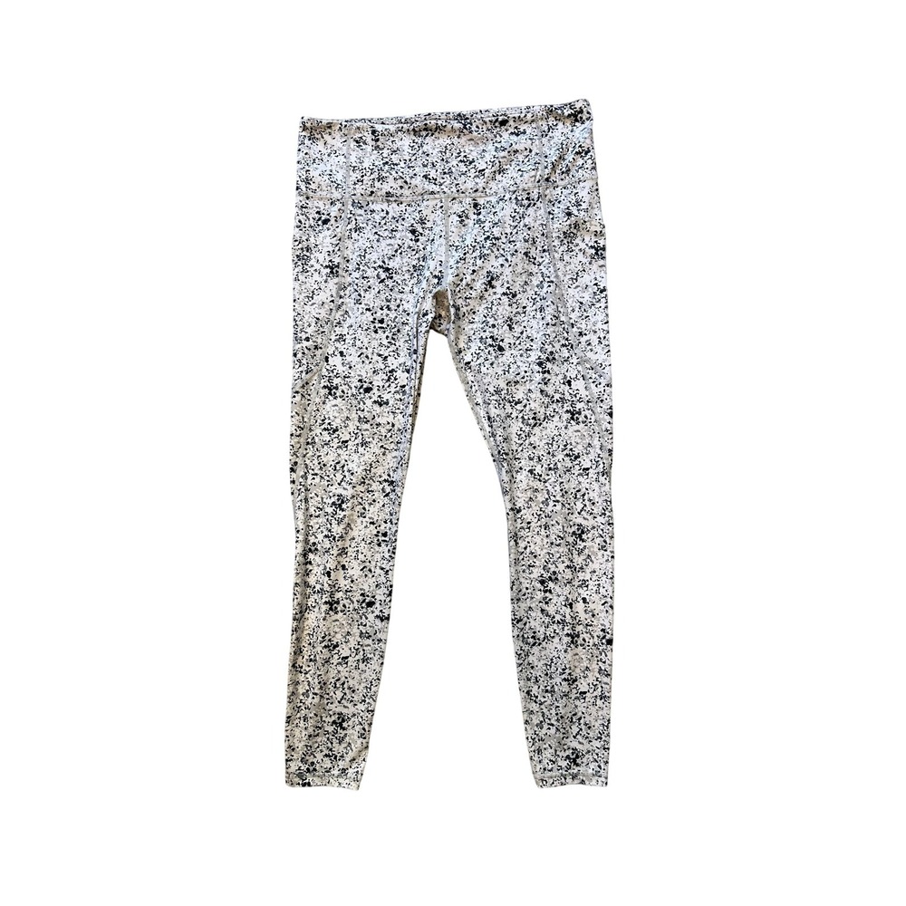 Athleta Leggings Womens Small White Black Abstract Print High‎ Rise Yoga Pockets